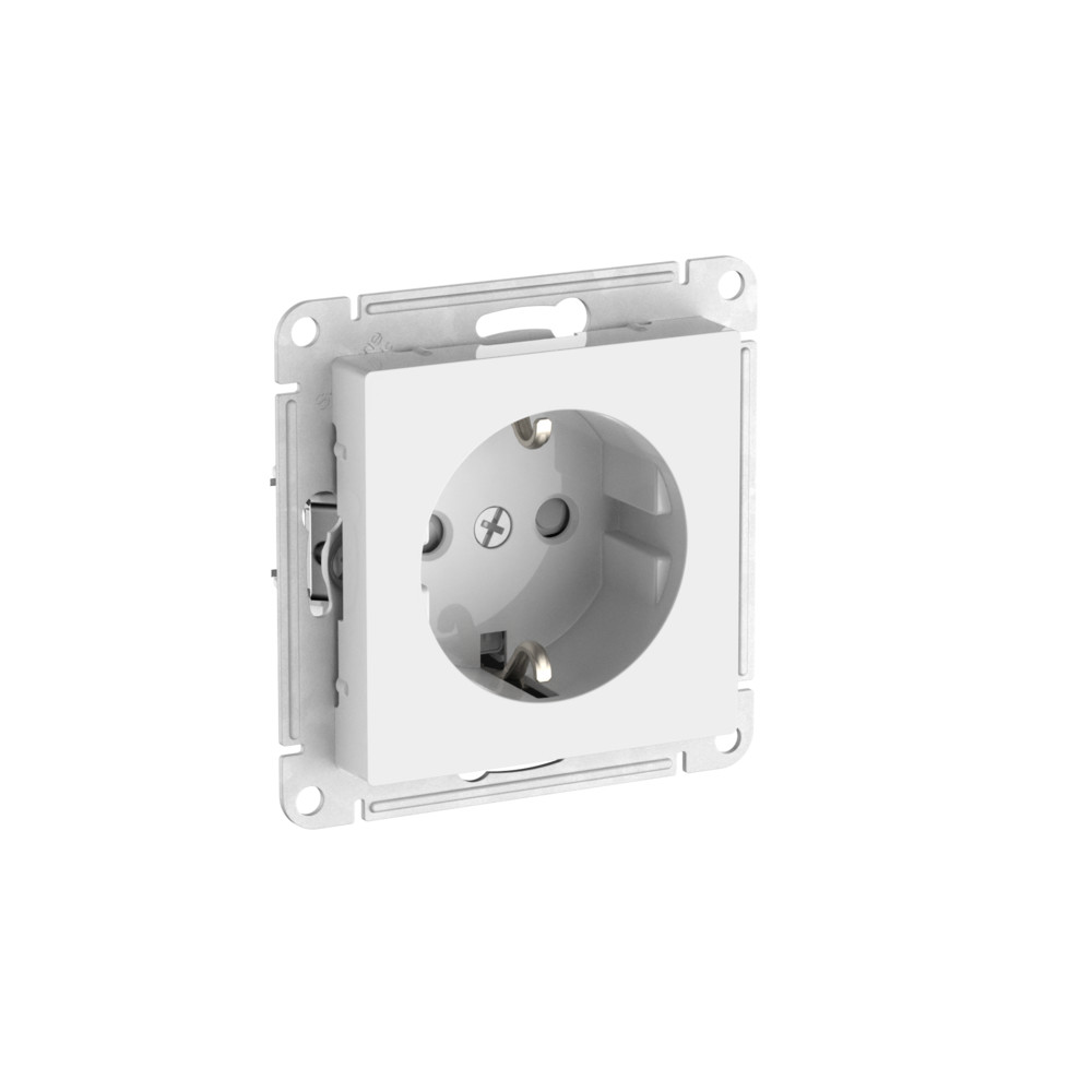 ATLASDESIGN РОЗЕТКА с заземлением со шторками, 16А, механизм, быстрозажим. клем., БЕЛЫЙ