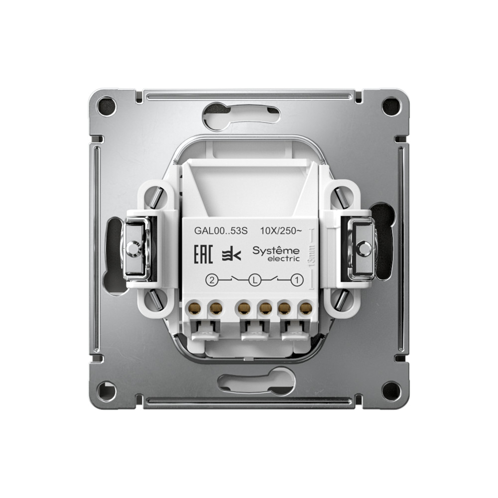 ARTGALLERY 2-клавишный ВЫКЛЮЧАТЕЛЬ с подсветкой, сх.5а, 10АХ, механизм, быстрозажим. клем., БАЗАЛЬТ