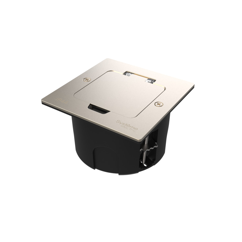 MultiDesk Лючок на 2 модуля IP44 с монтажной коробкой для стены, фальшпола, стола НИКЕЛЬ, тип MDK20