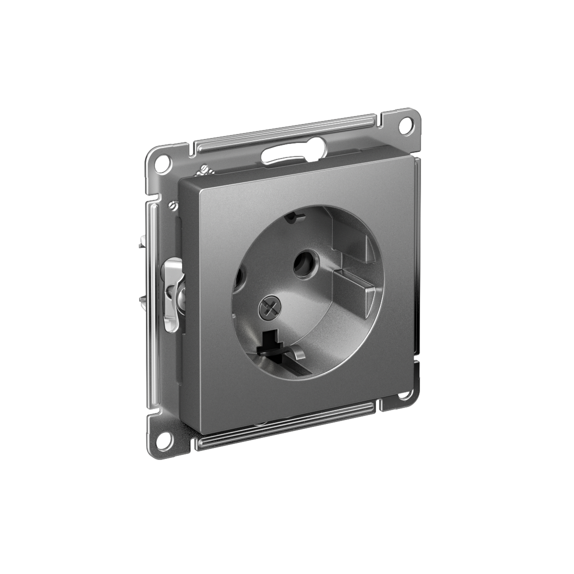 ATLASDESIGN РОЗЕТКА с заземлением без шторок, 16А, механизм, СТАЛЬ