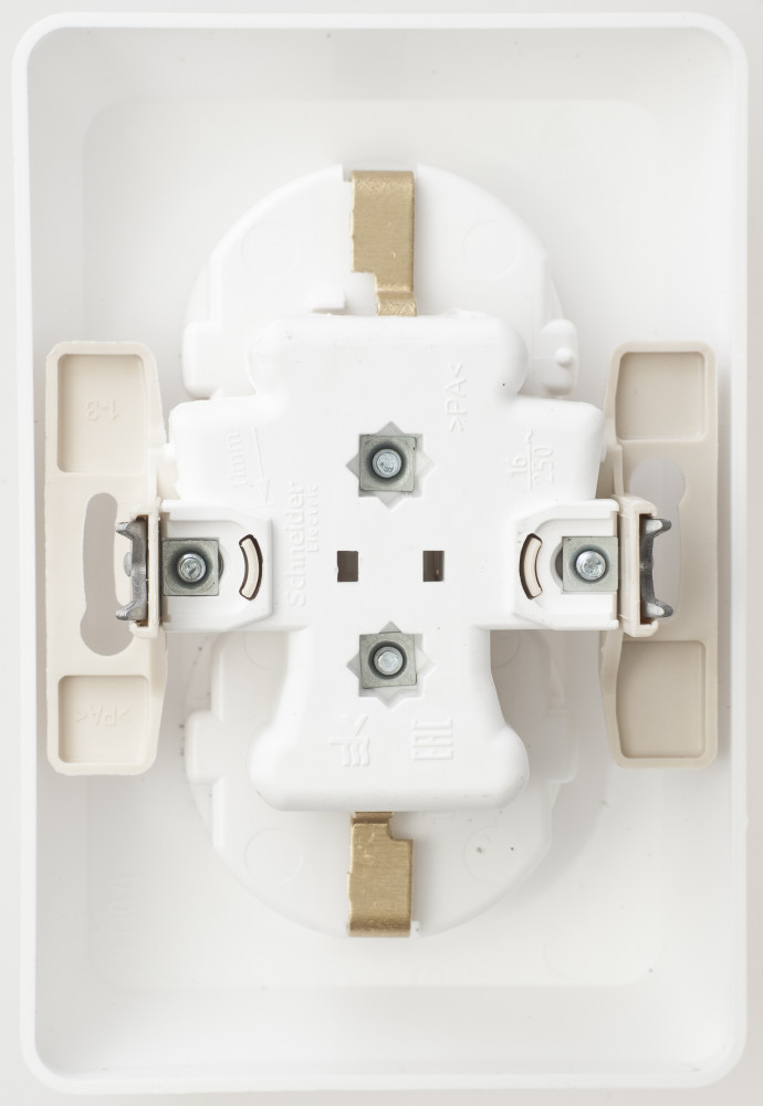 ЭТЮД С/У РОЗЕТКА двойная с заземлением без шторок, 16А 250B, БЕЛЫЙ