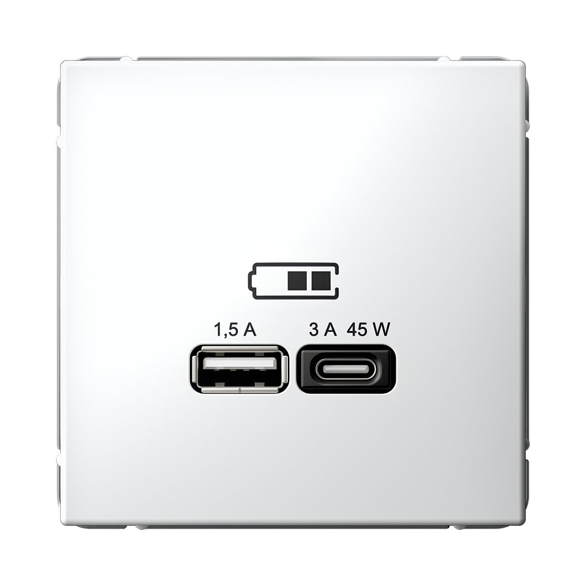 ARTGALLERY USB РОЗЕТКА A + тип-C 45Вт высокоскор.заряд. QC, PD, механизм, БЕЛЫЙ