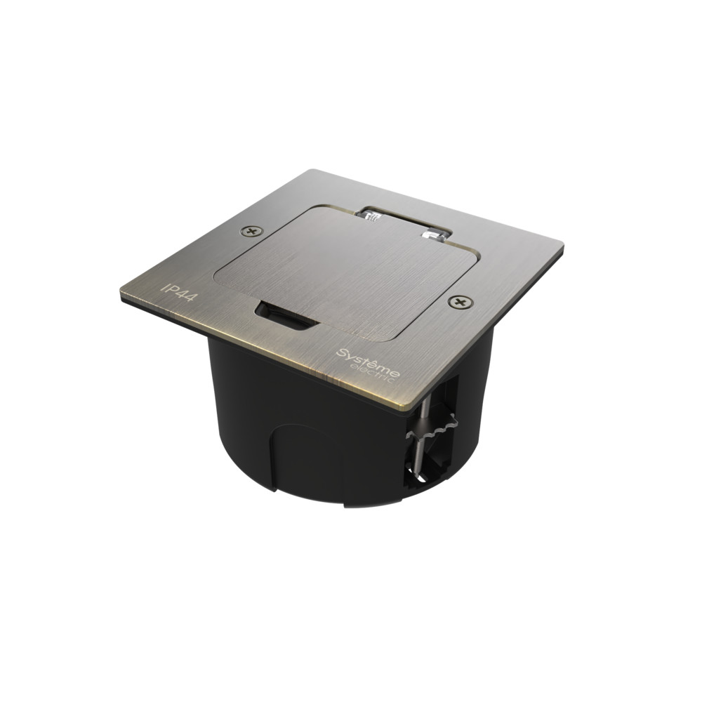 MultiDesk Лючок на 2 модуля IP44 с монтажной коробкой д/стены,фальшпола,стола Античная ЛАТУНЬ MDK20