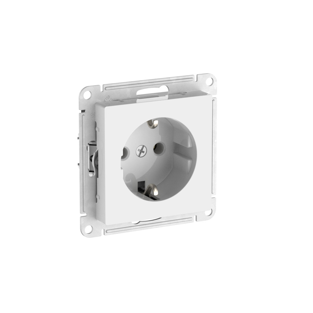 ATLASDESIGN РОЗЕТКА с заземлением без шторок, 16А, мех., быстрозажим. клем., БЕЛЫЙ