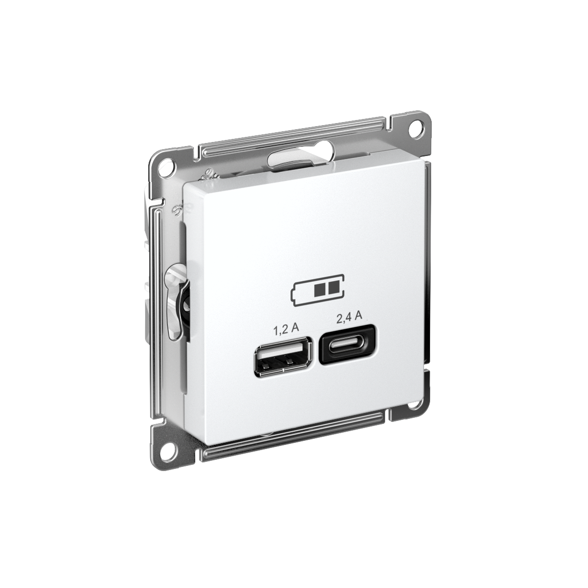 ATLASDESIGN USB РОЗЕТКА А+С, 5В/2,4А, 2х5В/1,2А, механизм, БЕЛЫЙ