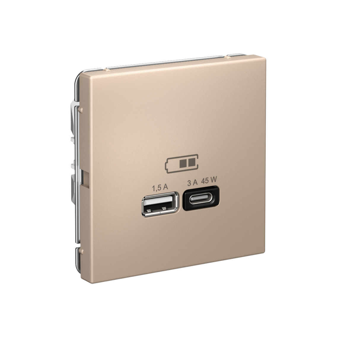 ARTGALLERY USB РОЗЕТКА A + тип-C 45Вт высокоскор.заряд. QC, PD, механизм, ПЕСОЧНЫЙ