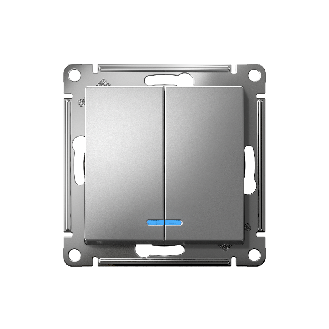 ATLASDESIGN 2-клавишный ВЫКЛЮЧАТЕЛЬ с подсветкой, сх.5а, 10АХ, механизм, СТАЛЬ