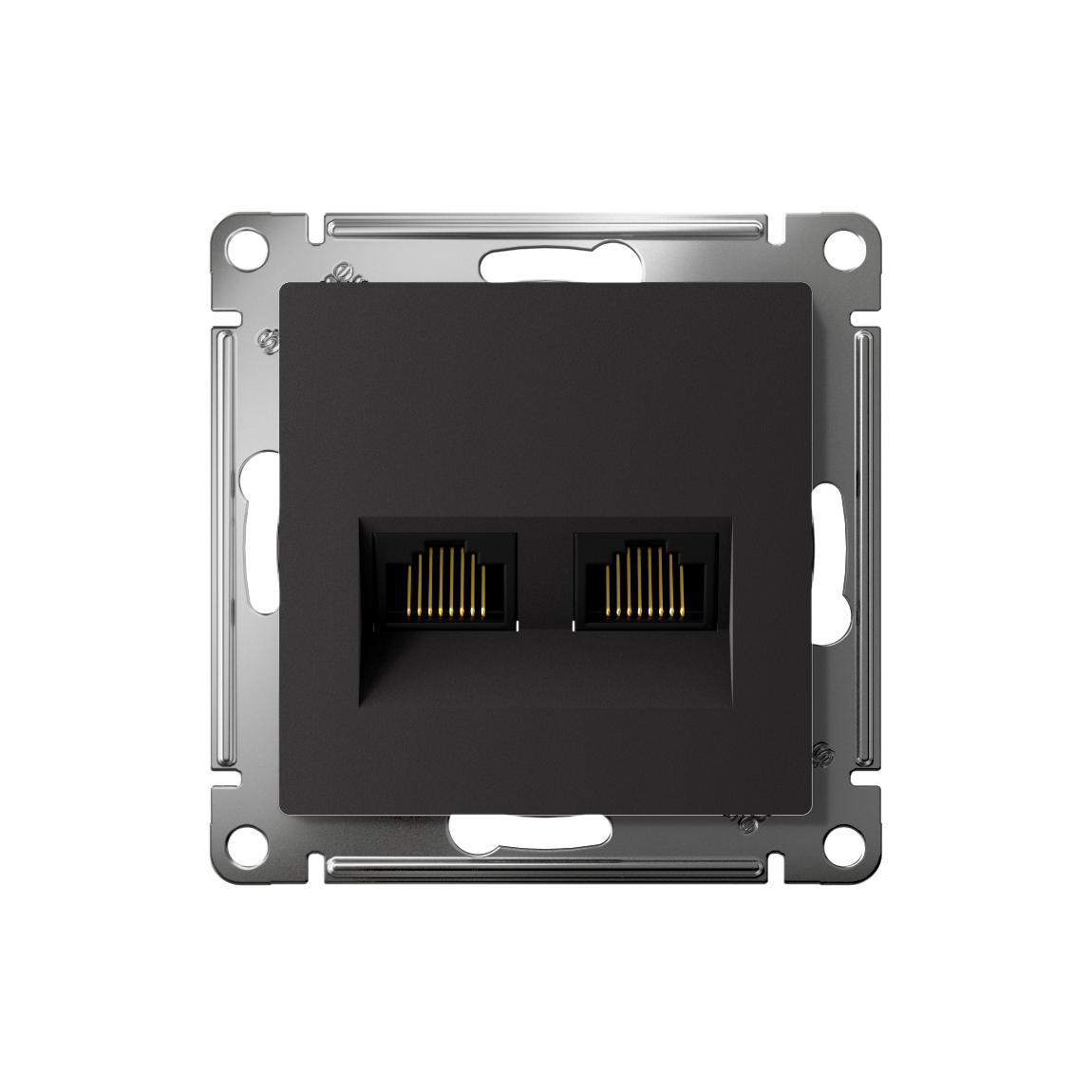 ATLASDESIGN РОЗЕТКА двойная компьютерная RJ45+RJ45 кат. 5e, механизм, КАРБОН