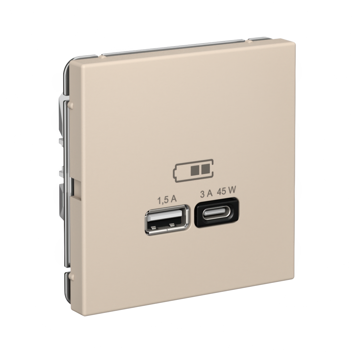 ARTGALLERY USB РОЗЕТКА A + тип-C 45Вт высокоскор.заряд. QC, PD, механизм, ПЕСОЧНЫЙ