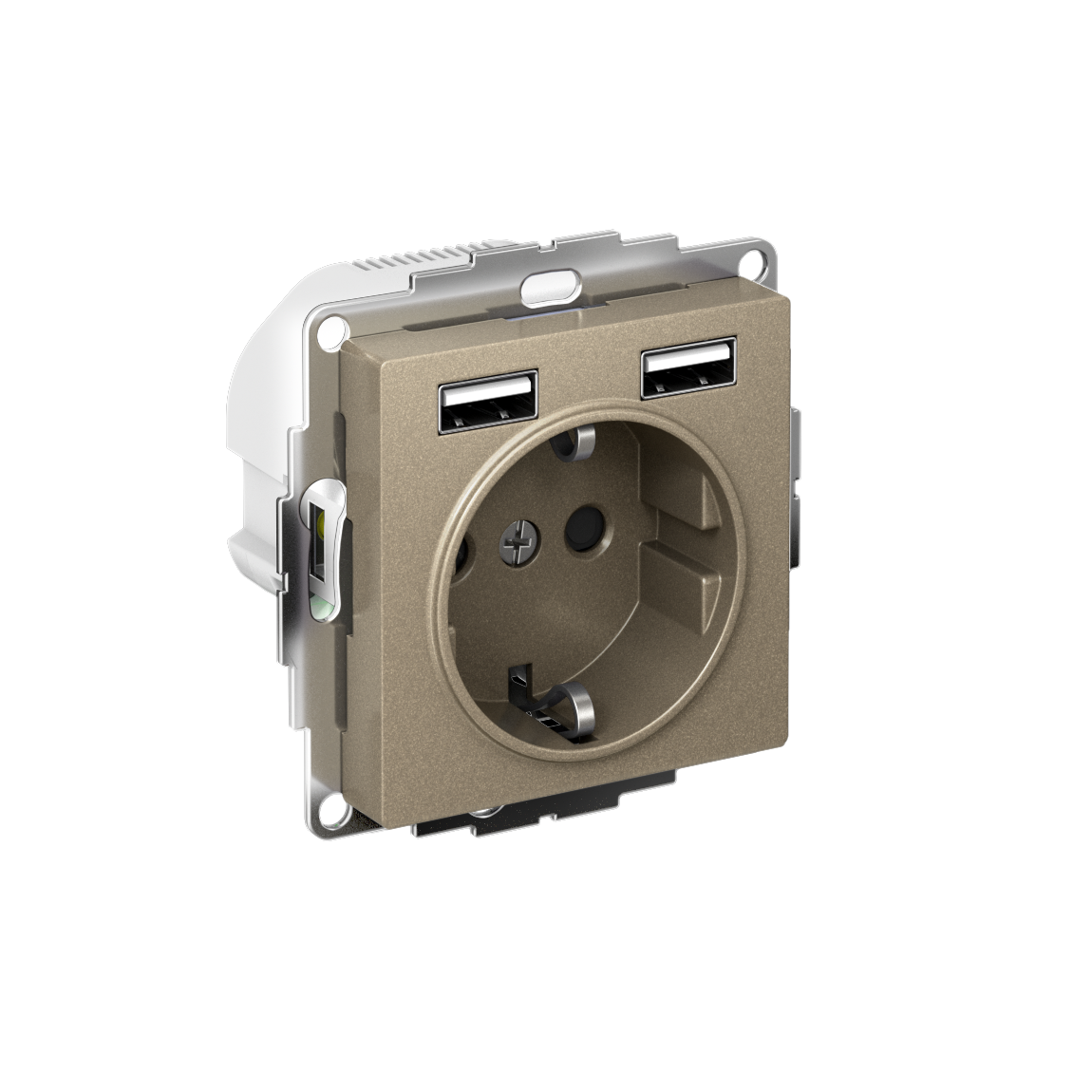 ATLASDESIGN РОЗЕТКА 16А c 2 USB A+A, 5В/2,4А, 2х5В/1,2А, механизм, ШАМПАНЬ