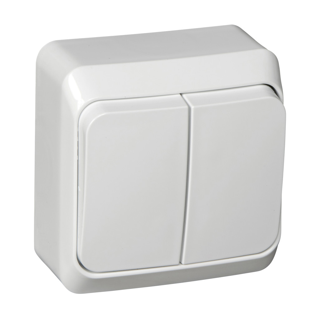 ЭТЮД О/У 2-клавишный ВЫКЛЮЧАТЕЛЬ с подсветкой 10 АХ, БЕЛЫЙ