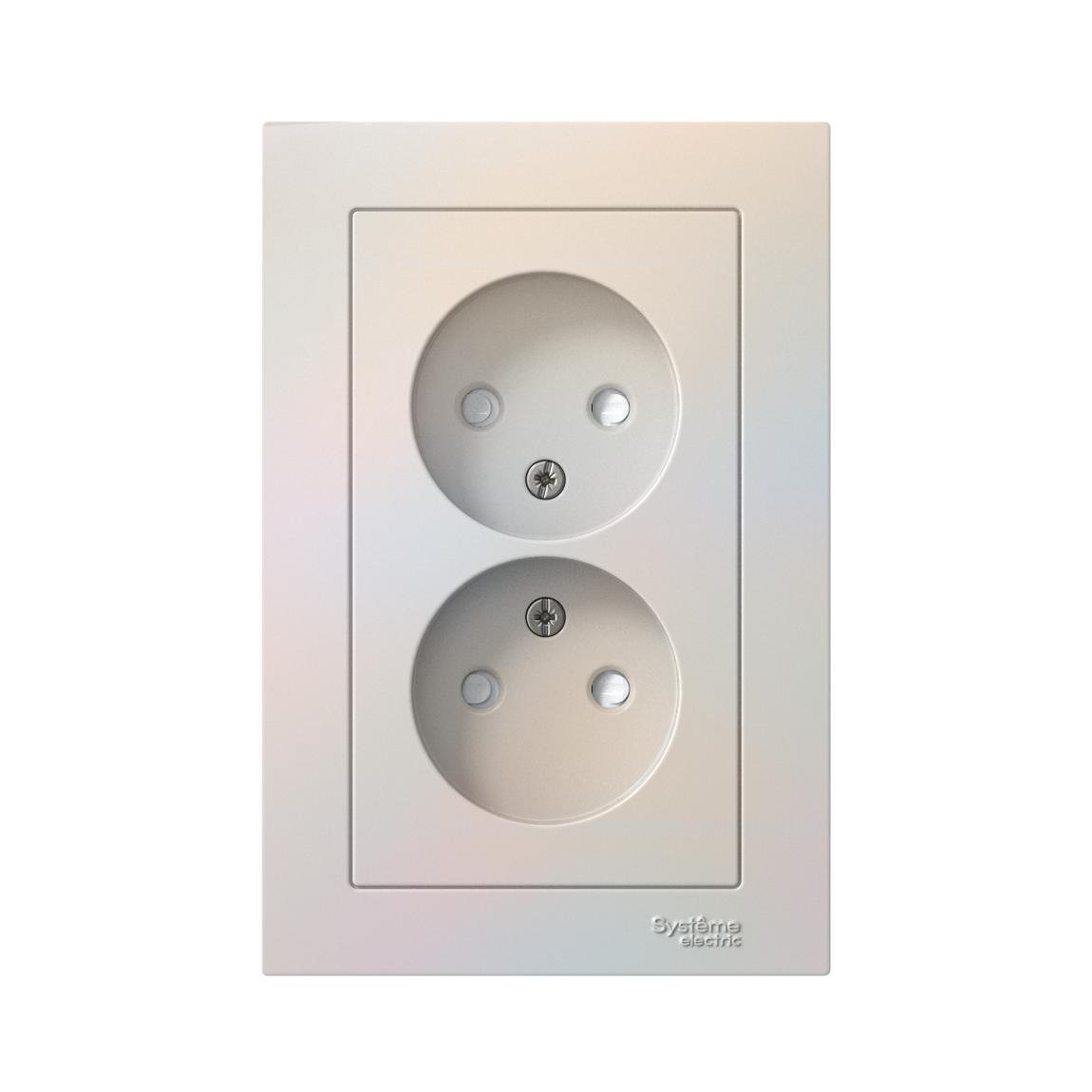 ATLASDESIGN РОЗЕТКА двойная без заземления со шторками, 16А, в сборе, ЖЕМЧУГ