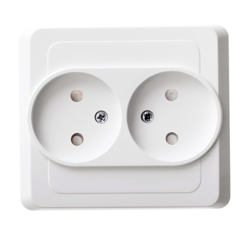 ЭТЮД С/У РОЗЕТКА двойная без заземления со шторками, 16А 250B, БЕЛЫЙ