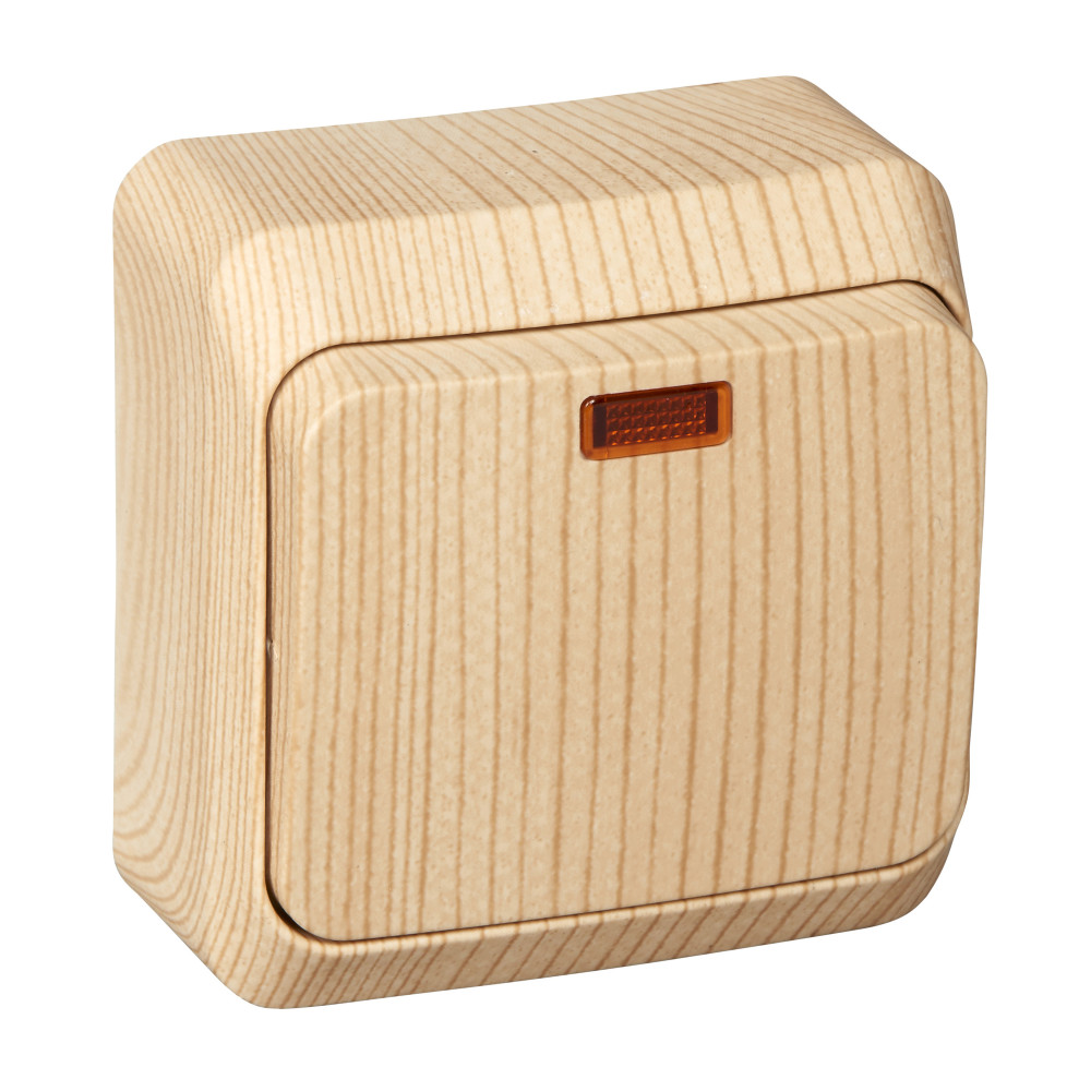 ЭТЮД О/У 1-клавишный ВЫКЛЮЧАТЕЛЬ с подсветкой 10 АХ, СОСНА