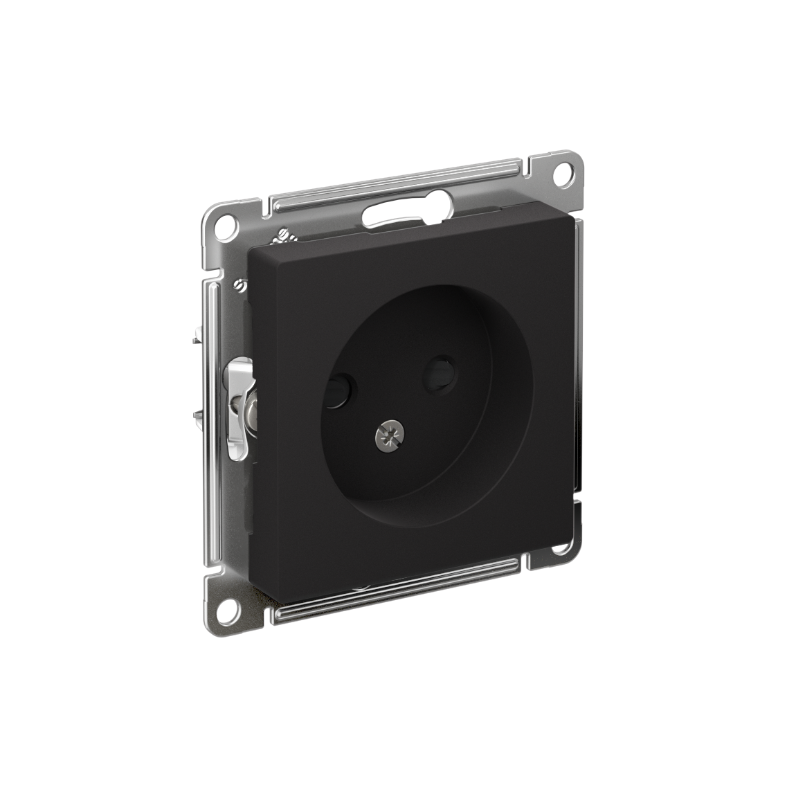 ATLASDESIGN РОЗЕТКА без заземления со шторками, 16А, механизм, КАРБОН