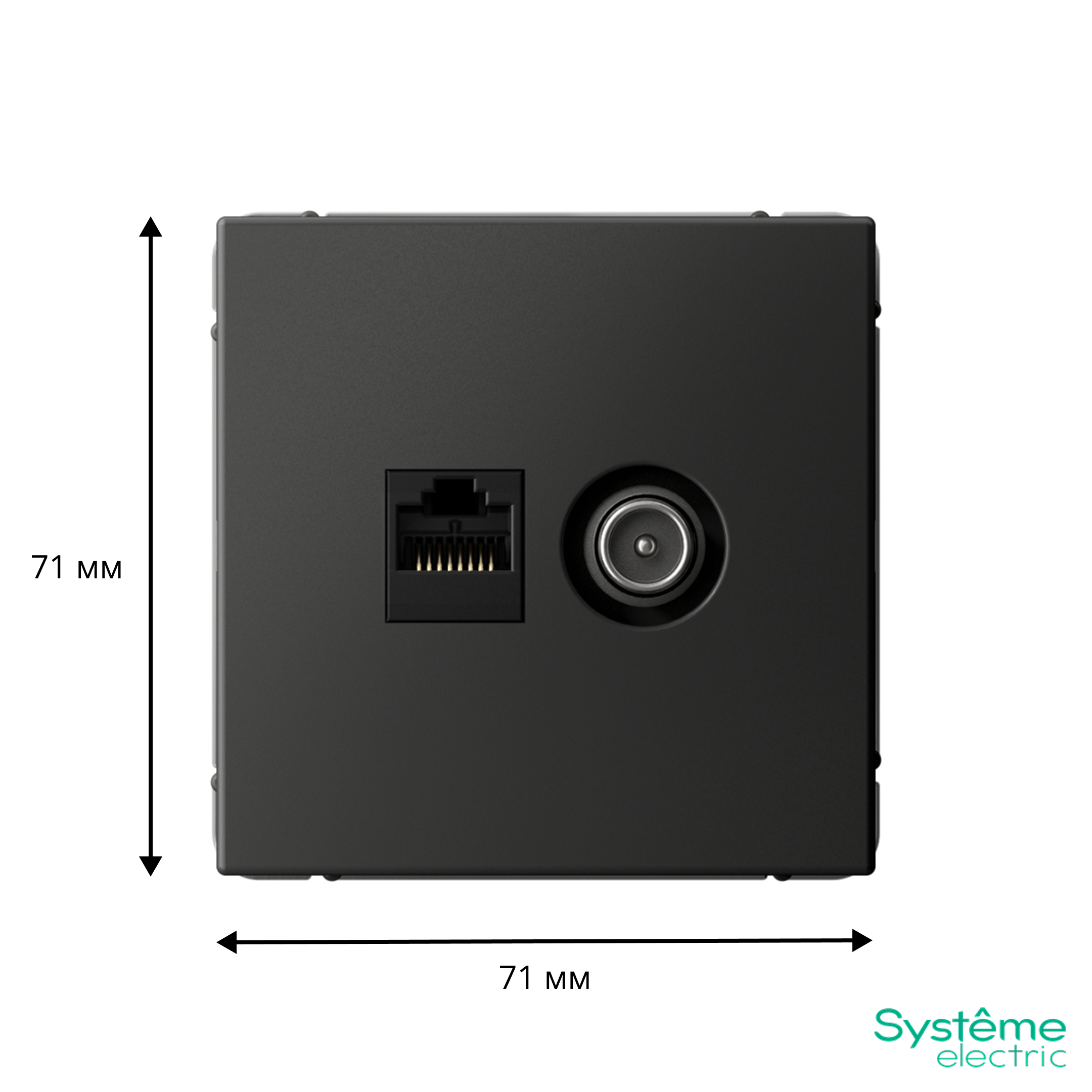 ARTGALLERY РОЗЕТКА двойная ТВ + компьютерная RJ45, кат. 5Е, БАЗАЛЬТ