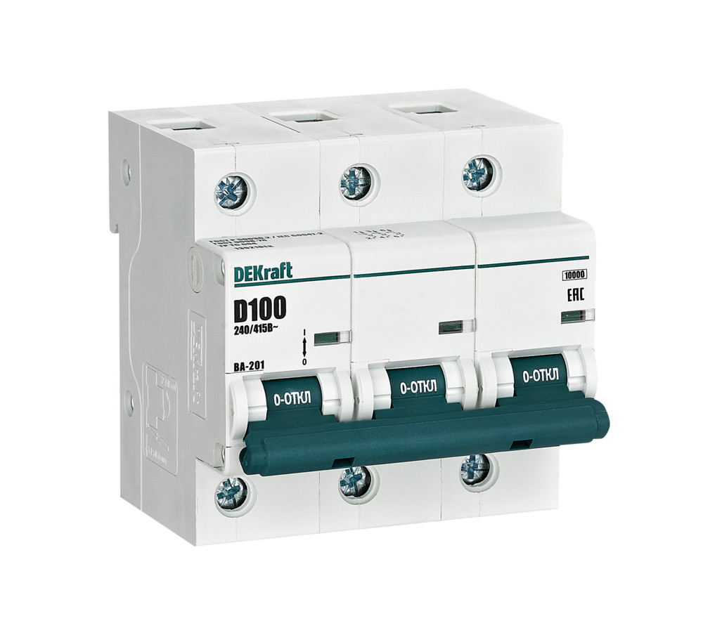 Автоматический выключатель ВА-201 3P 100А D 10кА