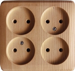 ЭТЮД О/У РОЗЕТКА 4-местная без заземления без шторок, 16А, 250В, СОСНА