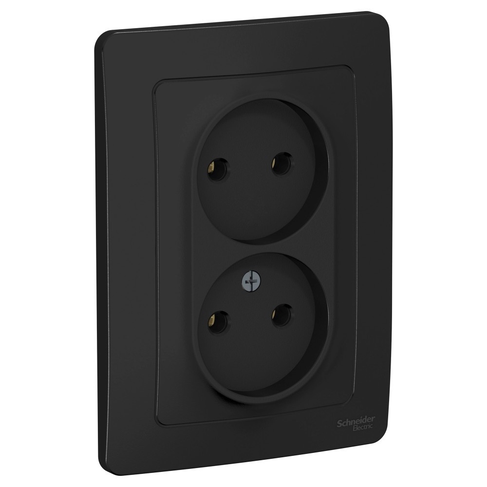 BLANCA С/У РОЗЕТКА двойная без заземления без шторок, 16А, 250В, АНТРАЦИТ