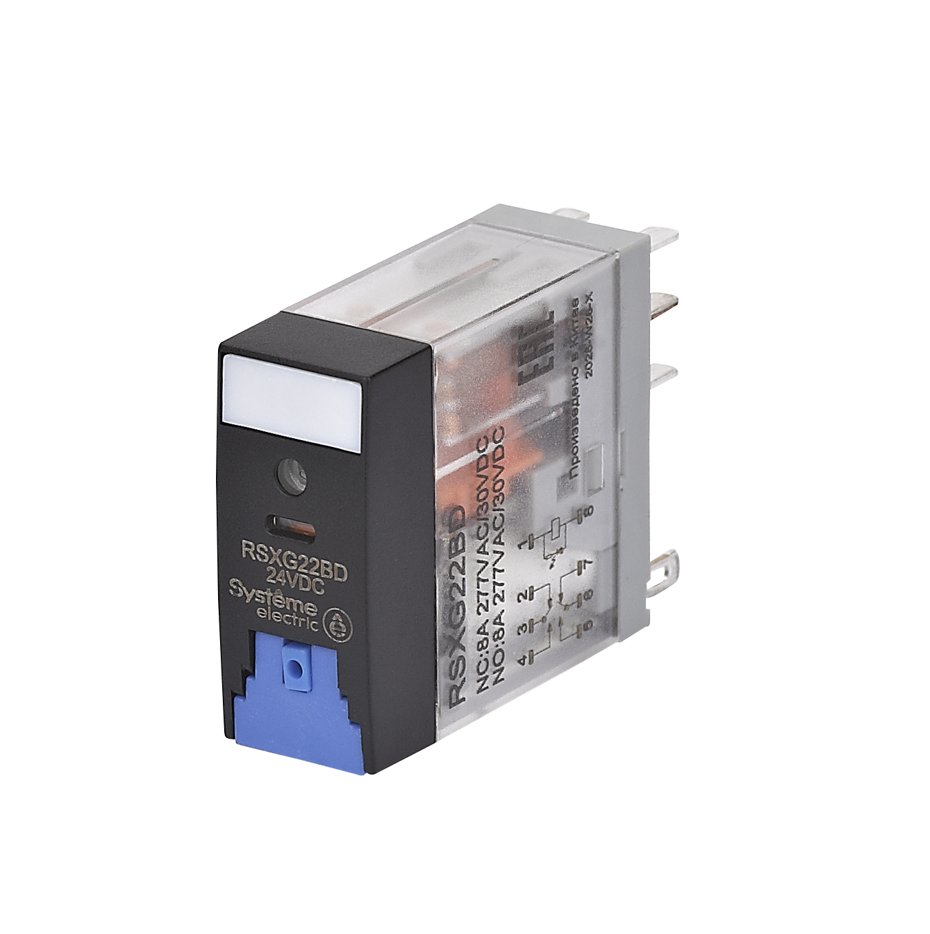 Реле 8A 2CO 24VDC тест кнопка LED