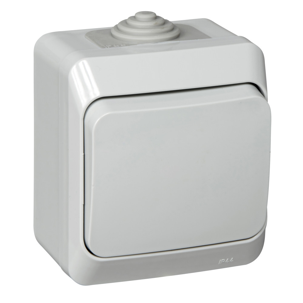 ЭТЮД IP44 О/У 1-клавишный ВЫКЛЮЧАТЕЛЬ 10 АХ, СЕРЫЙ