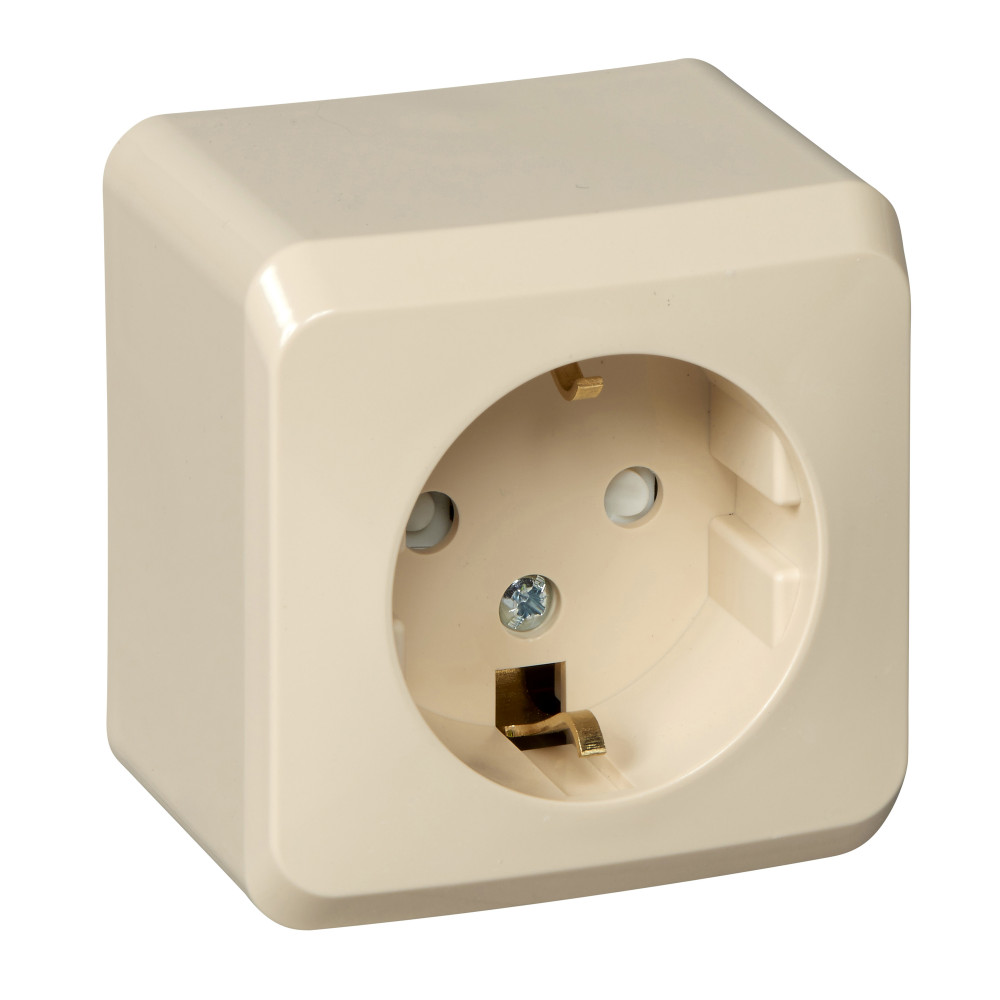 ЭТЮД О/У РОЗЕТКА с заземлением со шторками, 16А, 250B, КРЕМОВЫЙ