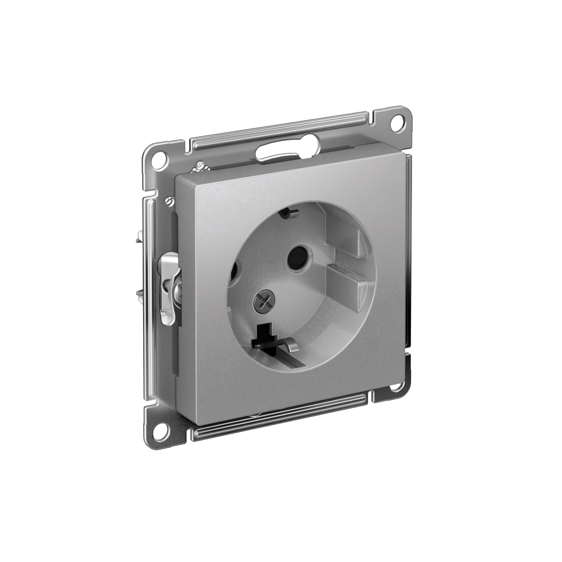 ATLASDESIGN РОЗЕТКА с заземлением со шторками, 16А, механизм, АЛЮМИНИЙ