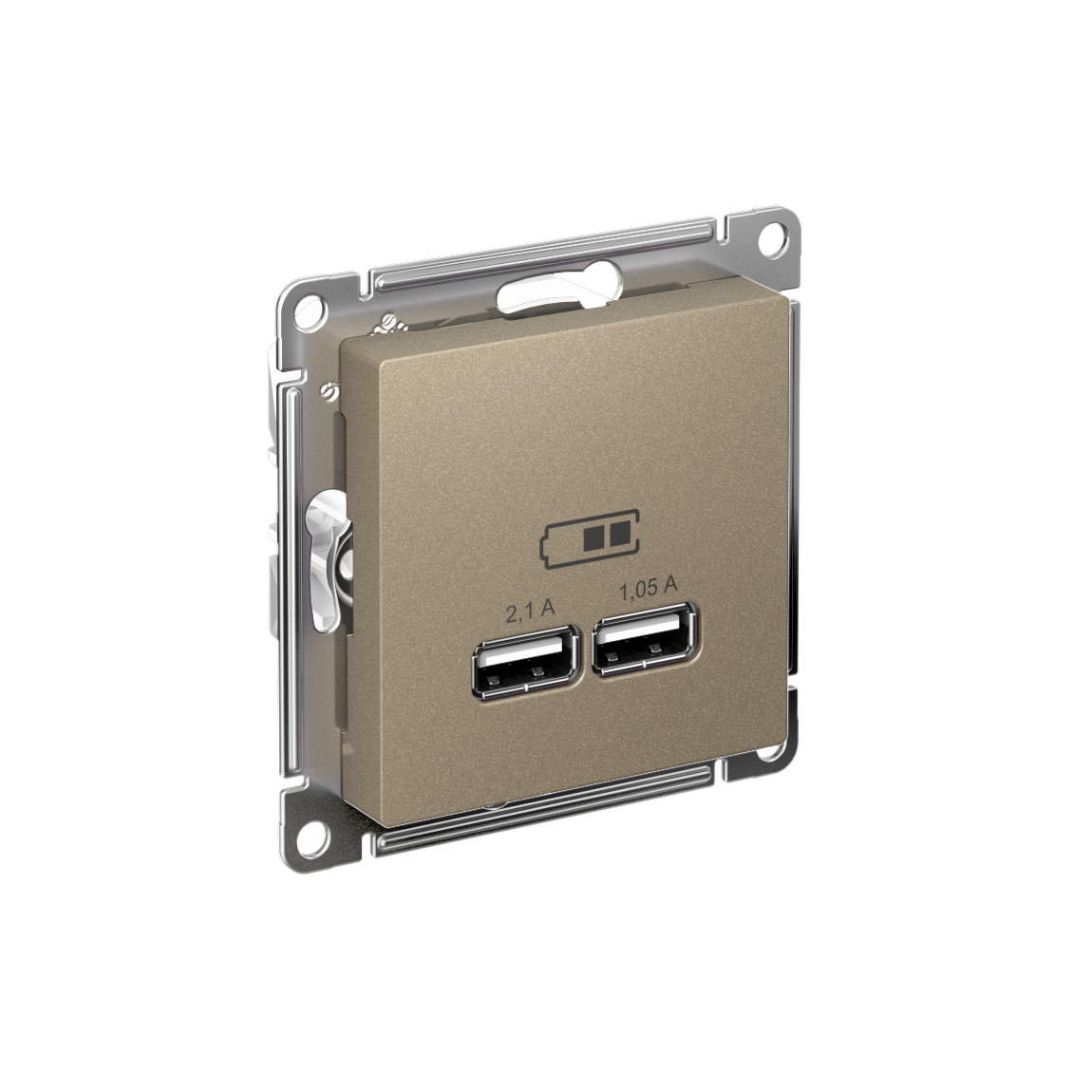 ATLASDESIGN USB РОЗЕТКА A+A, 5В/2,1А, 2х5В/1,05А, механизм, ШАМПАНЬ