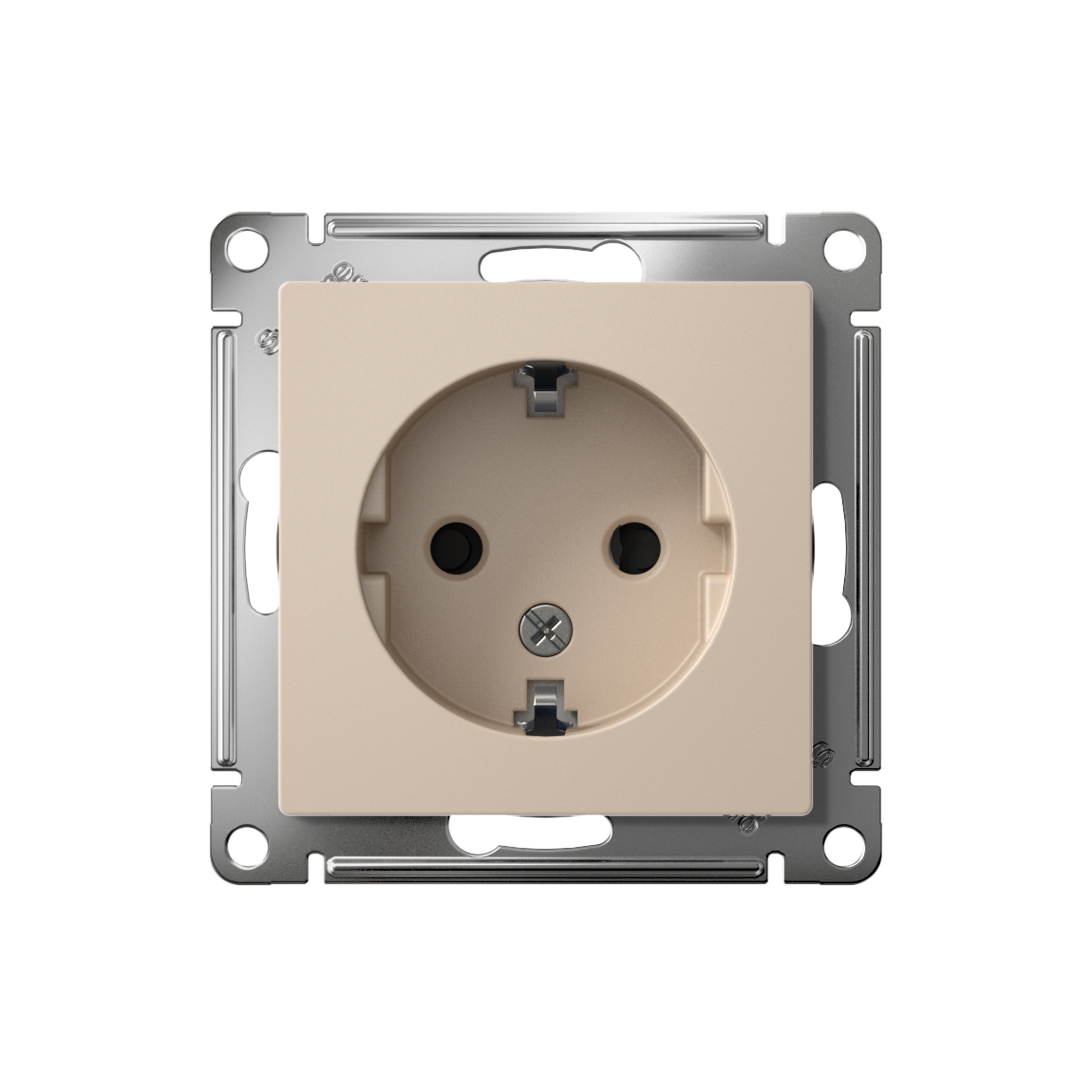 ATLASDESIGN РОЗЕТКА с заземлением со шторками, 16А, механизм, ПЕСОЧНЫЙ