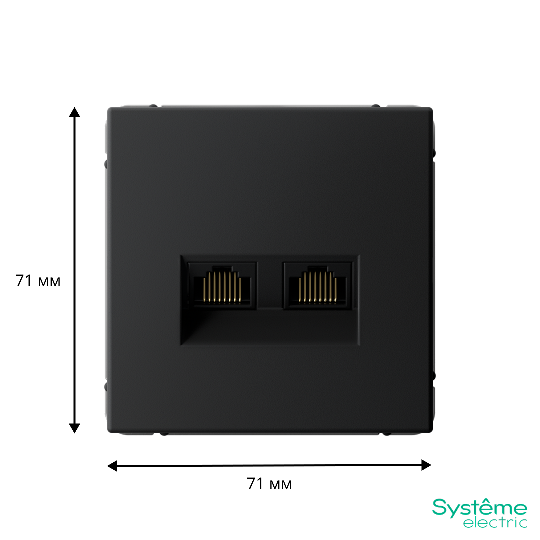 ARTGALLERY РОЗЕТКА двойная компьютерная RJ45+RJ45, кат.6А, механизм, КАРБОН