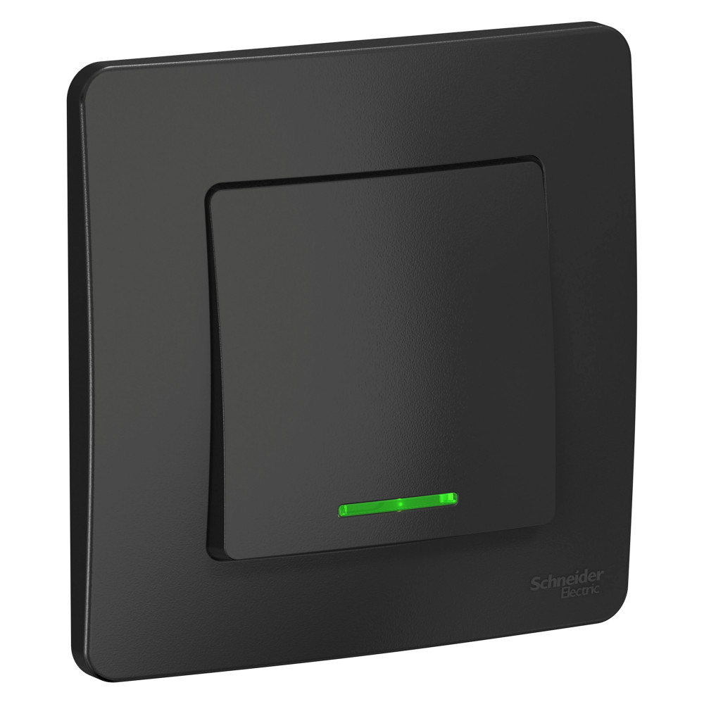 BLANCA С/У 1-клавишный ВЫКЛЮЧАТЕЛЬ (сх.1) с подсветкой, 10А, 250В, АНТРАЦИТ