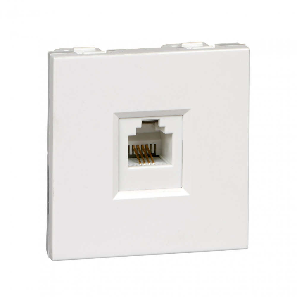 W45 РОЗЕТКА телефонная 1хRJ11 кат. 3, 2 модуля (45х45 мм) БЕЛАЯ