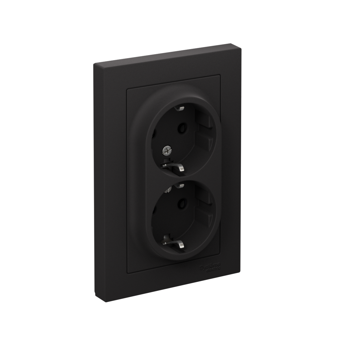 ATLASDESIGN РОЗЕТКА двойная с заземлением без шторок, 16А, в сборе, КАРБОН