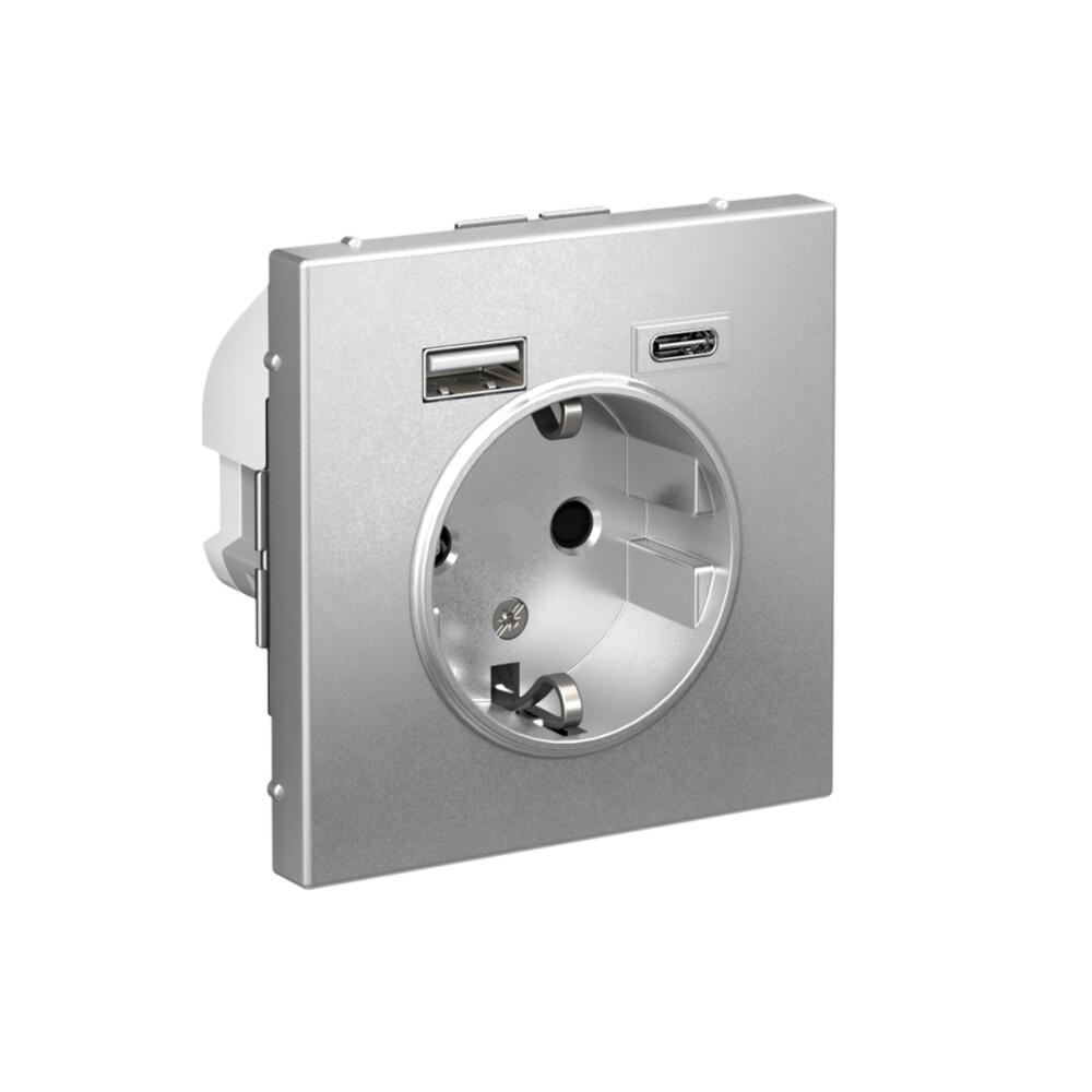 ARTGALLERY РОЗЕТКА 16А с 2 USB A+C, 5В/2,4А/3,0А, 2х5В/1,5А, механизм, АЛЮМИНИЙ