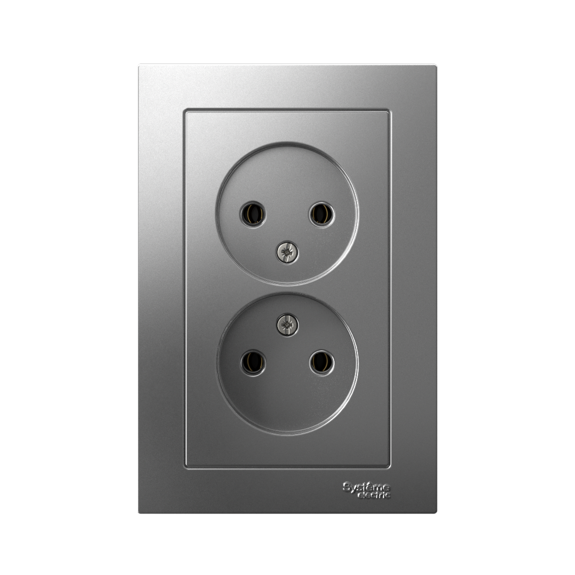 ATLASDESIGN РОЗЕТКА двойная без заземления, 16А, в сборе, СТАЛЬ