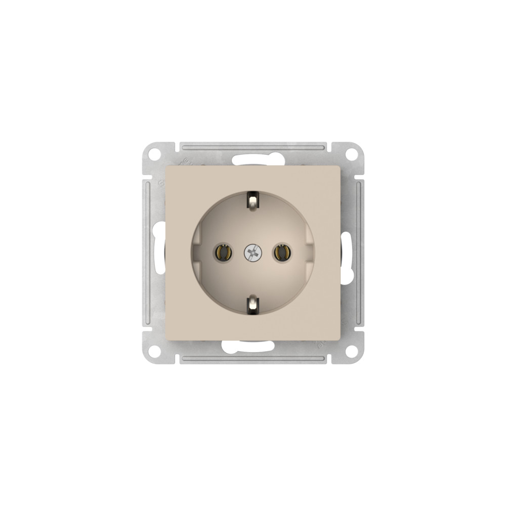 ATLASDESIGN РОЗЕТКА с заземлением без шторок, 16А, мех., быстрозажим. клем., ПЕСОЧНЫЙ