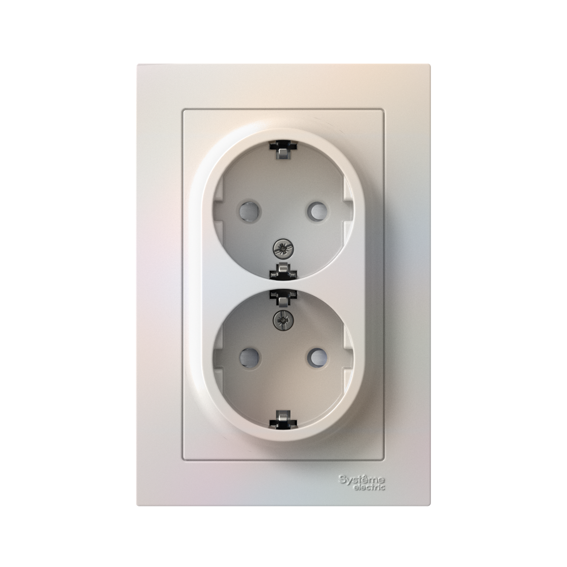 ATLASDESIGN РОЗЕТКА двойная с заземлением со шторками, 16А, в сборе, ЖЕМЧУГ