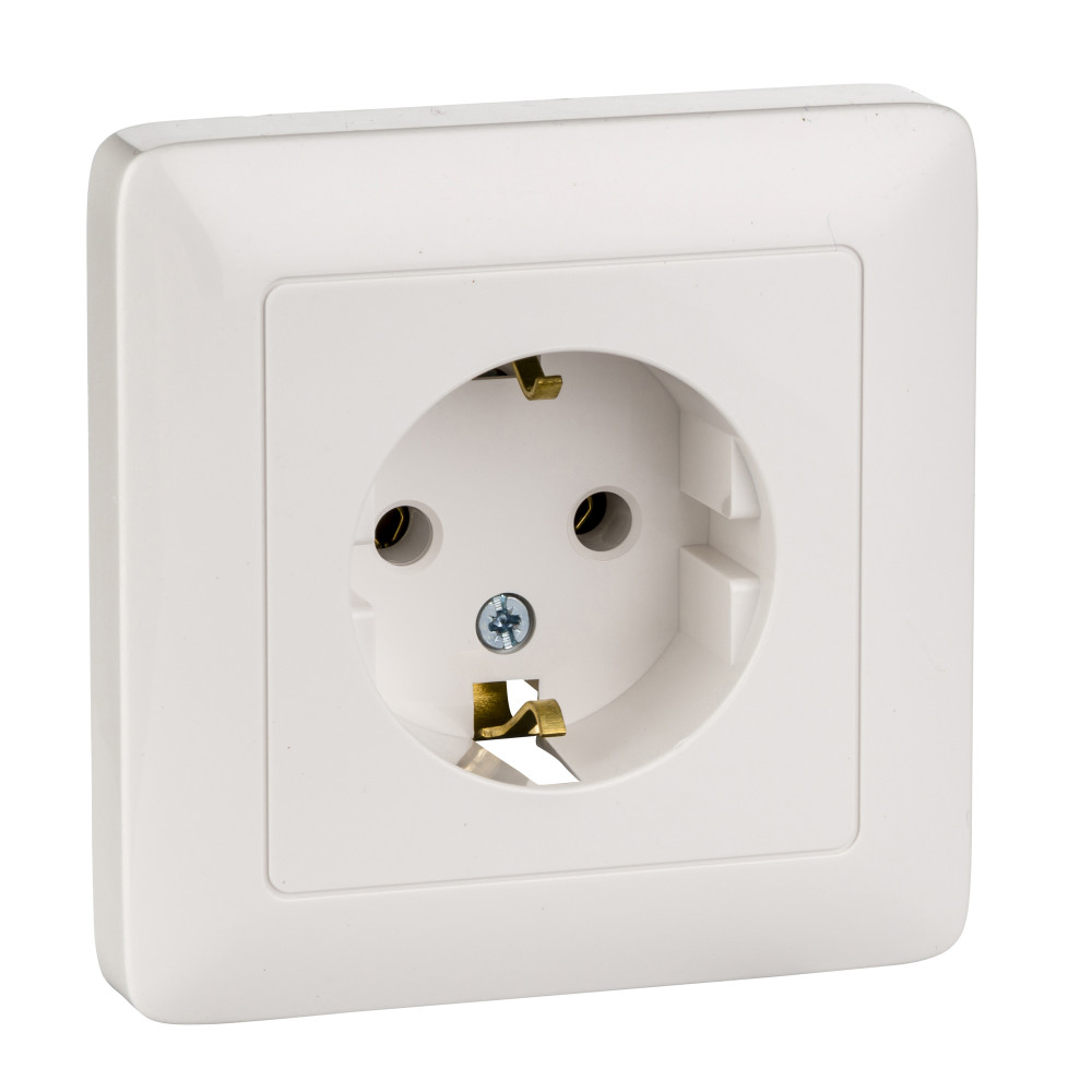 ХИТ С/У РОЗЕТКА с заземлением без шторок, 16А, 250В, БЕЛЫЙ