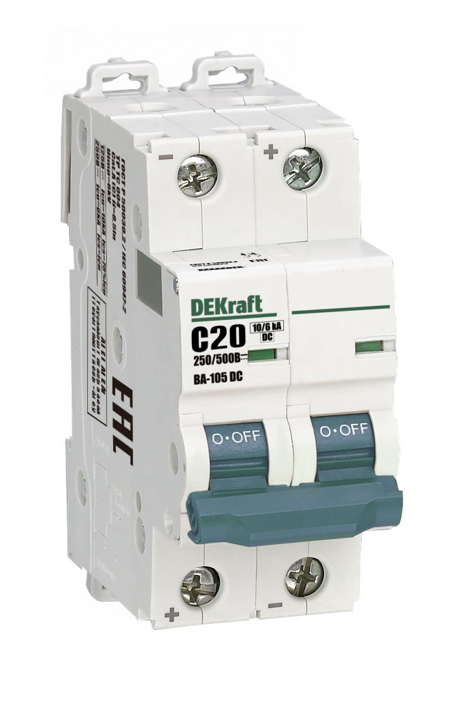 Автоматический выключатель ВА-105 2P 20А C 500В DC
