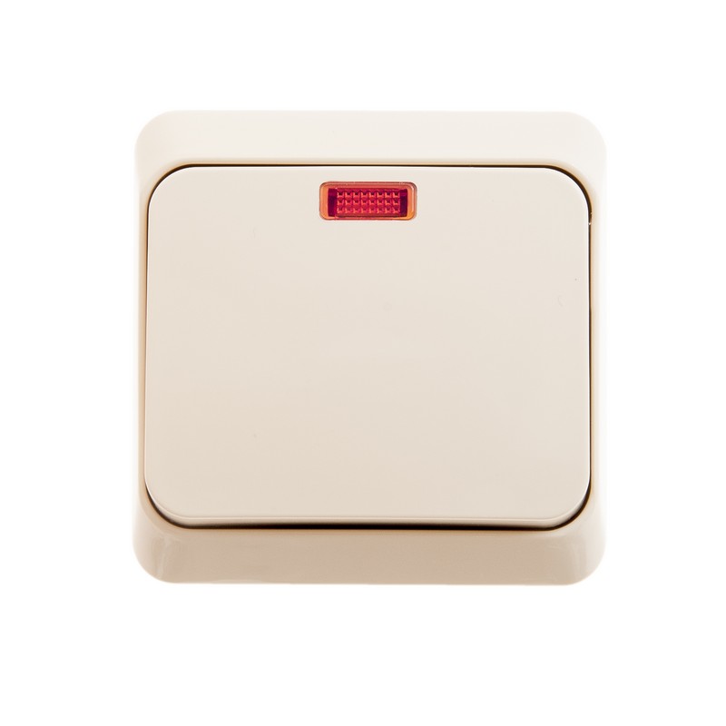 ЭТЮД О/У 1-клавишный ВЫКЛЮЧАТЕЛЬ с подсветкой 10 АХ, КРЕМОВЫЙ