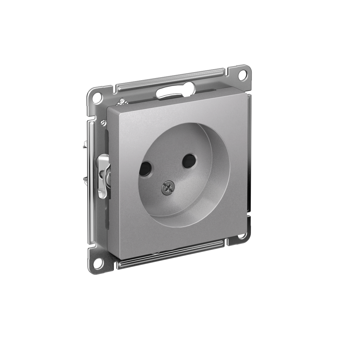 ATLASDESIGN РОЗЕТКА без заземления со шторками, 16А, механизм, АЛЮМИНИЙ