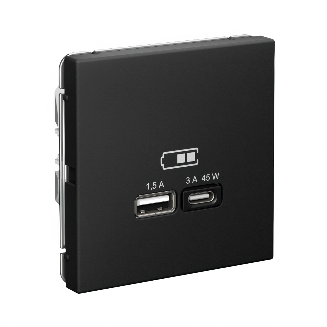 ARTGALLERY USB РОЗЕТКА A + тип-C 45Вт высокоскор.заряд. QC, PD, механизм, КАРБОН