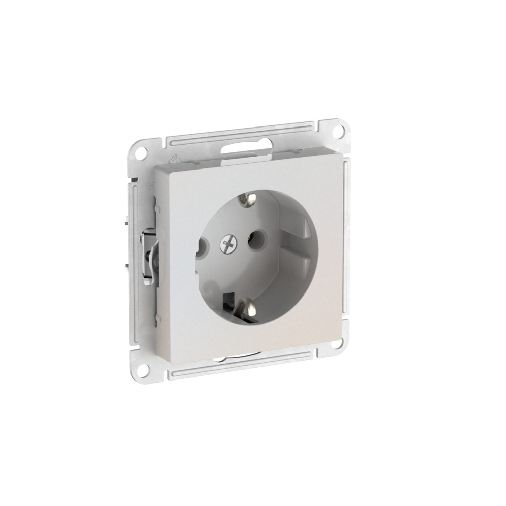 ATLASDESIGN РОЗЕТКА с заземлением без шторок, 16А, мех., быстрозажим. клем., ЖЕМЧУГ