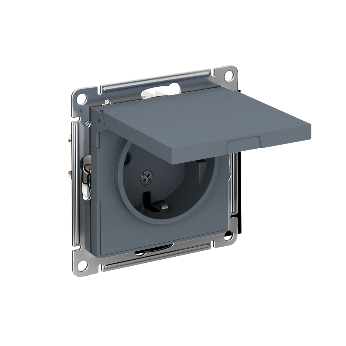 ATLASDESIGN РОЗЕТКА с заземлением со шторками с крышкой, 16А, IP20, механизм, ГРИФЕЛЬ