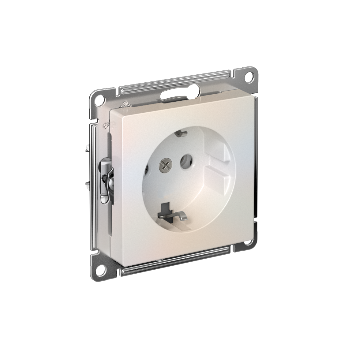 ATLASDESIGN РОЗЕТКА с заземлением без шторок, 16А, мех., быстрозажим. клем., ЖЕМЧУГ