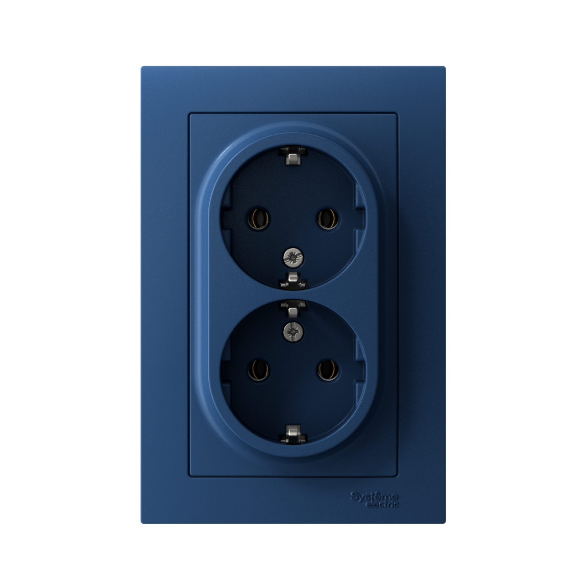 ATLASDESIGN РОЗЕТКА двойная с заземлением без шторок, 16А, в сборе, АКВАМАРИН