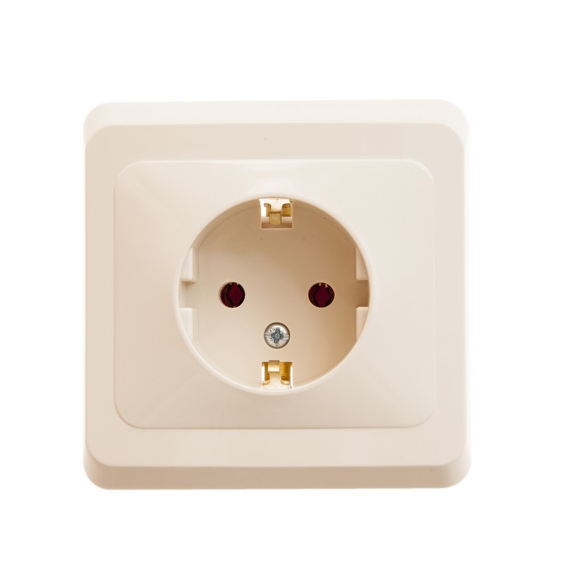 ЭТЮД С/У РОЗЕТКА с заземлением без шторок, 16А, 250B, КРЕМОВЫЙ