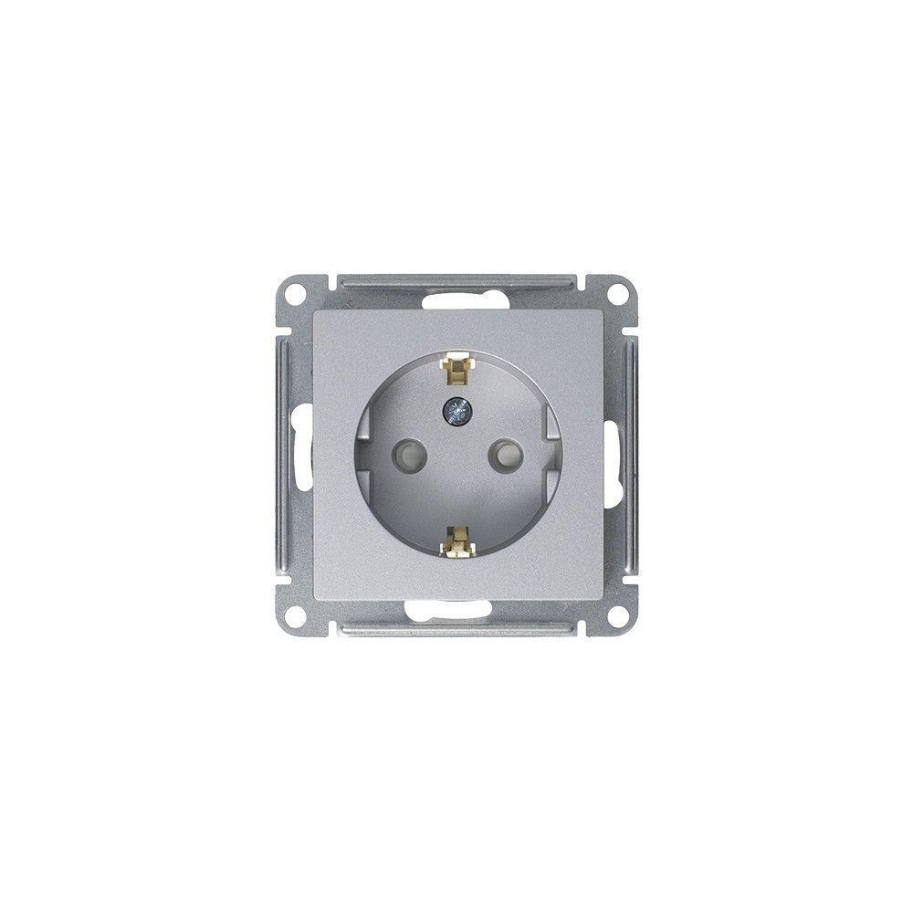 ATLASDESIGN РОЗЕТКА с заземлением со шторками, 16А, механизм, АЛЮМИНИЙ