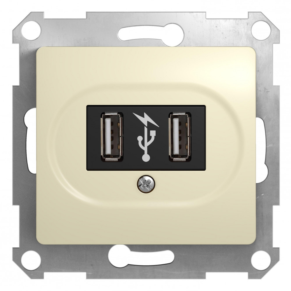 GSL000232 USB розетка 5В/1400мА 2х5В/700мА мех. беж.