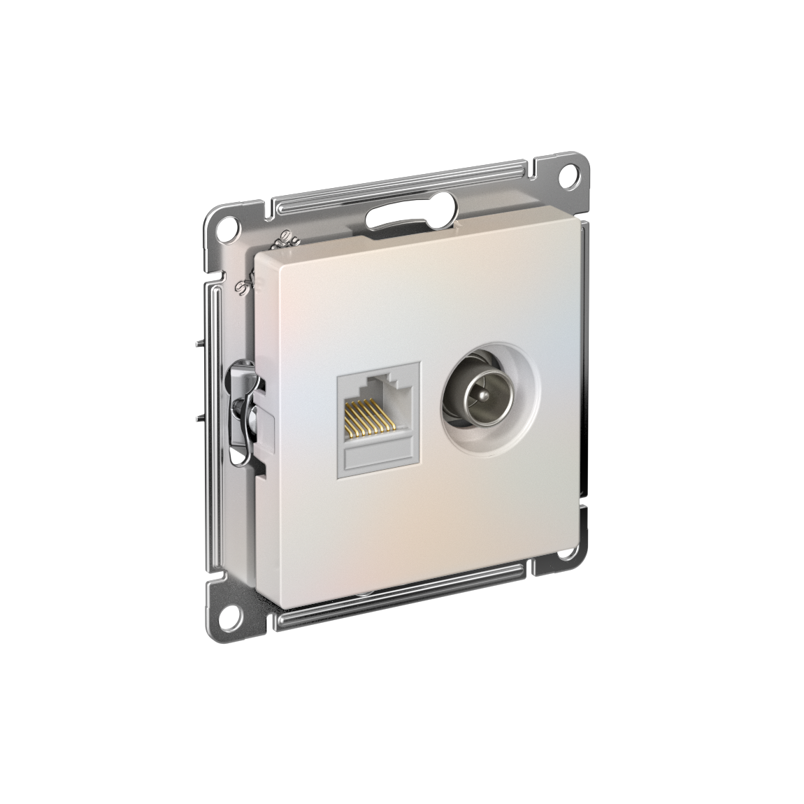 ATLASDESIGN РОЗЕТКА двойная ТВ + компьютерная RJ45 кат. 5e, механизм, ЖЕМЧУГ